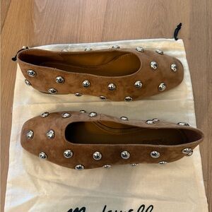 Madewell Tan Flats with Silver Studs